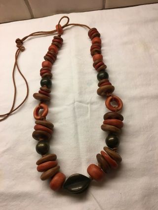 Vintage Necklace Discs,  Hoops,  Lg Brass Beads And Metal End Piece - African?