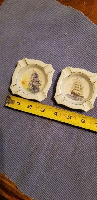 2 Small vintage Porcelain Ashtray Sailboat Image Made In Japan.  Sail Boats 4