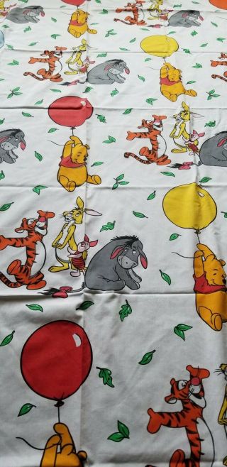 Vtg Disney Winnie The Pooh Twin Flat Sheet Balloons Eyeore Tigger Piglet Rabbit