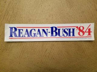 Vtg 1984 Ronald Reagan George Bush Usa Presidential Campaign 12 " Bumper Sticker