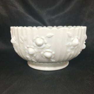 Vintage Milk Glass Rose Bud 7” Bowl Wedding Supply