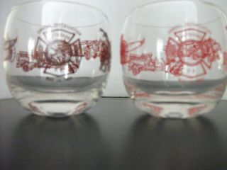 Vintage 1966 Bethpage N.  Y.  Fire Department Annual Installation Set Of 2 Glasses