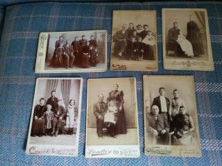 6 Vintage Cabinet Card Photo Black White Professional Family Portraits