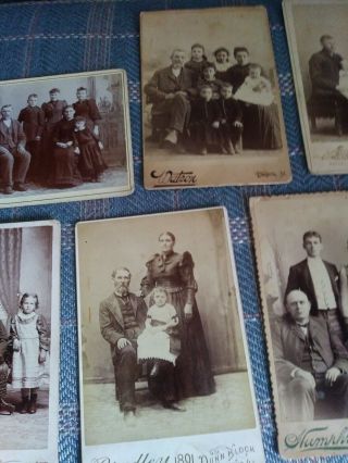 6 Vintage Cabinet Card Photo Black White Professional Family Portraits 3