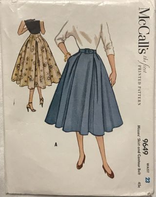 Vtg Mccall’s 9649 Misses Skirt And Contour Belt Sewing Pattern Size Waist 23