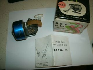 Ace No.  65 Closed Face Spinning Reel W/box & Papers - Japan