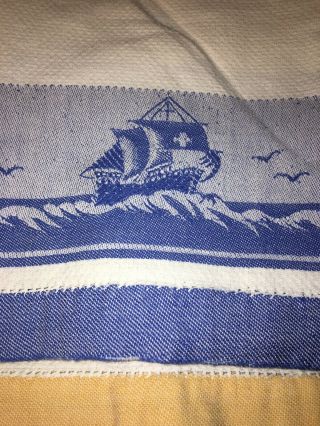 Vintage Cannon Cotton Dish Towels With Ship Logo From The Mid - Forties Set Of Two