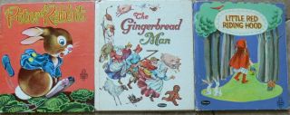 3 Vintage Whitman Tell - A - Tale Books Peter Rabbit,  Gingerbread Man,  Little Red