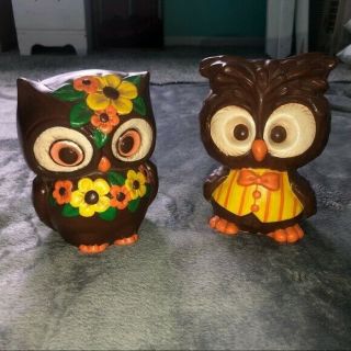 Vintage Hand Painted Ceramic Owls