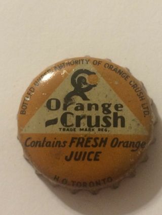 Vintage Orange Crush Soda Bottle Cap By H O Toronto Canada Crushy Mascot
