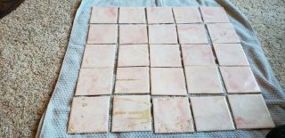 25 Vintage Pink Plastic Wall Tile 4.  25 " X 4.  25 ".  Uncleaned Circa 1950 