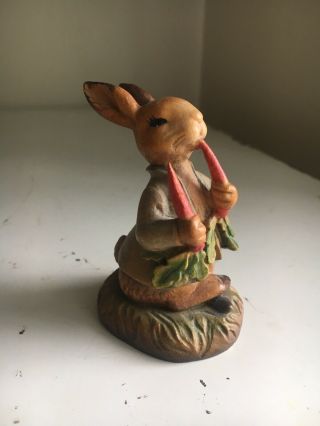 Vintage Arni Peter Rabbit Beatrix Potter 3” Wooden Carved Figure Italy