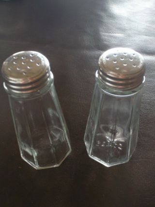 Vintage Clear Glass Metal Lid 8 - Sided Gemco Salt & Pepper Shakers
