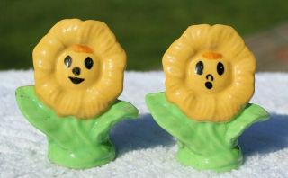 Vintage Anthropomorphic Sunflowers Salt And Pepper Shakers - Dyb