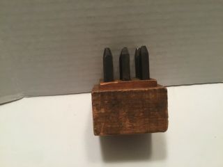 Vintage 9 Piece Steel Number Punch Stamp Set 0 - 8 in Wood Box 3