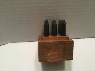 Vintage 9 Piece Steel Number Punch Stamp Set 0 - 8 in Wood Box 5