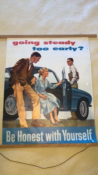 Vintage 1960’s Lds Religious Poster.  Going Steady Too Early? Be Honest