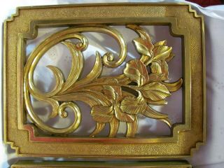 Vintage 1981 Syroco Gold Floral Lilies Wall Plaques 7622 A & B 3