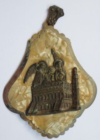 Virgin MARY Annunciation Vintage Greek Orthodox Pendant Charm Mother of Pearl 4