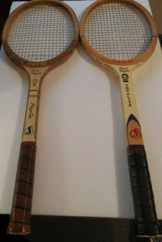 Spalding Pancho Gonzales Prize Cup & Top Flite Vintage Wooden Tennis Rackets