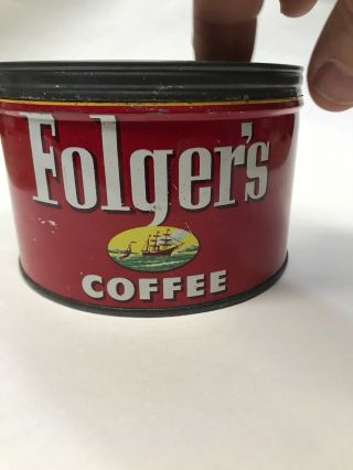 Vintage Folgers Coffee Tin Can Without Lid 3