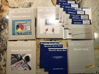 Vintage Microsoft Mouse,  Paintbrush,  Show Partner,  & Write Software 5.  25” Floppy