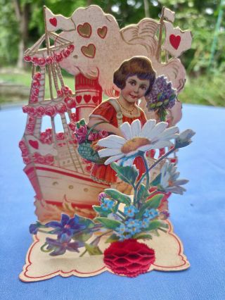 Vintage Die - Cut Victorian Pop - Up Valentine Made In Germany