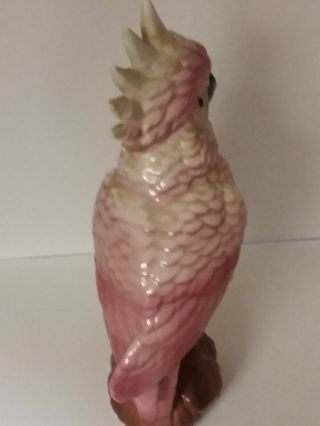 Vintage Ceramic Pink Cockatoo W/Black and Brn Maddux of California 5