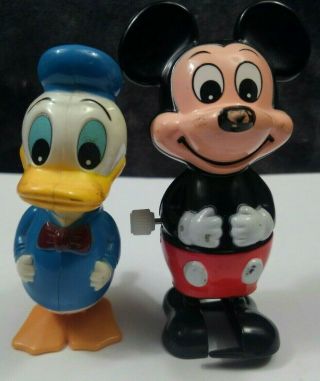 Vintage Tomy Wind Up Walker Toys Disney Mickey Mouse And Donald Duck