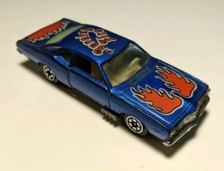 Vintage Yatming Plymouth 1057 Burning Fire Blue Plymouth Duster 1/64 Diecast