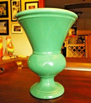 Vintage Haeger Usa Pottery Vase Light Green 9 " Tall Pastel Color 6 " Opening