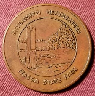 Vintage Itasca State Park Mississippi Headwaters Good Luck Souvenir Token Coin