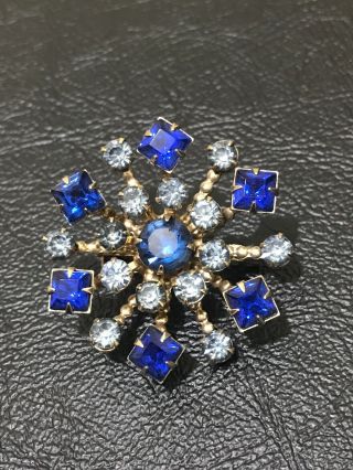 Vintage Julianna Style Blue Rhinestone Pin Brooch