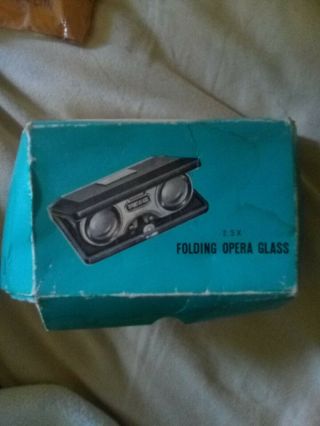 Vtg King Folding Opera Glasses & Box,  Coated Lens 2.  5x,  Made In Japan
