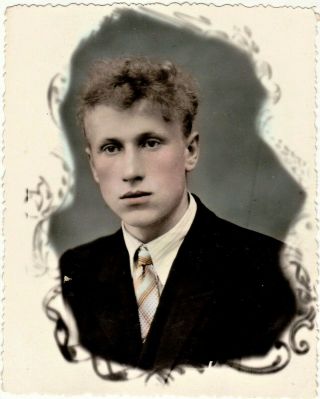 Hand Tinted Russian Photo,  Handsome Guy,  Vtg