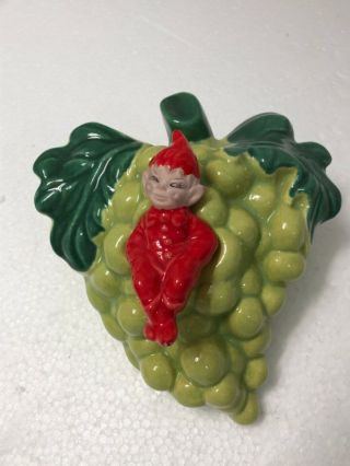 Vintage Elf On Grapes Wall Pocket Dollars Day