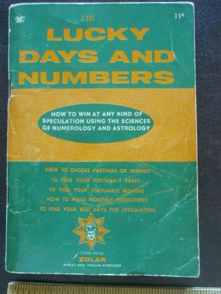 Vintage Lucky Days And Numbers,  Zolar,  1970,  " Most Popular Astrologer "
