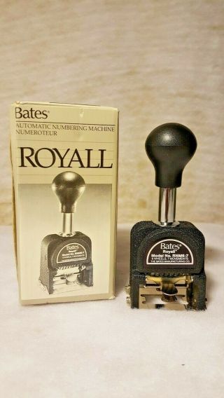 Vintage Bates Royall Automatic Metal Numbering Stamp Machine Rnm6 - 7