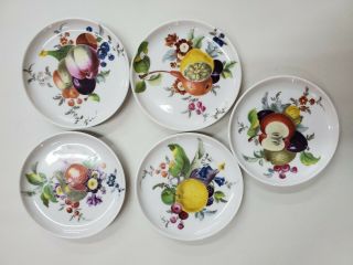 Vintage Kaiser W.  Germany Porcelain Coaster/butter Plates Set Of 5 Fruit