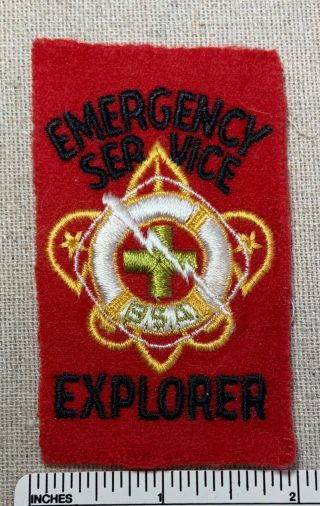Vintage 1940s - 50s Emergency Service Explorer Boy Scout Felt Badge Patch Bsa Camp