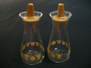 Vintage Pyrex Salt & Pepper Shakers Butterfly Gold Clear Corelle Corning Ware