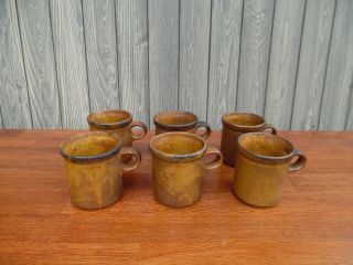Vintage Mccoy Ceramic Pottery Mugs Cups Set Of 6 Canyon Mesa 1412