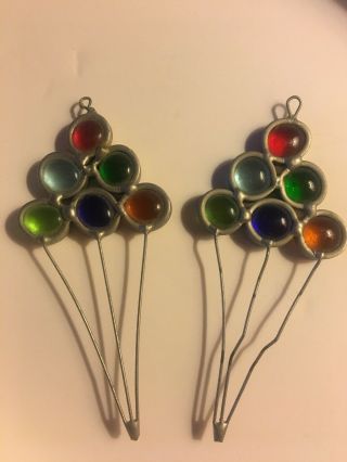 Set Of Two Vintage Balloons Stained Glass Window Hanging Sun Catchers