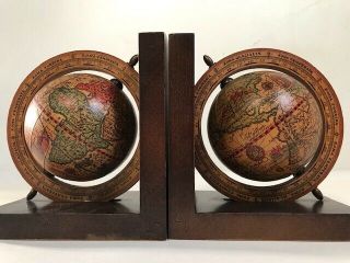 Bookends,  Old World Globes,  Vintage,  Study Decor