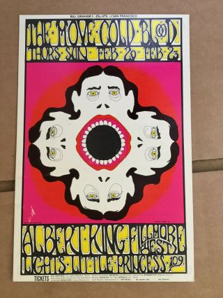 1969 Vintage Postcard " Poster " The Move Cold Blood Albert King Fillmore West