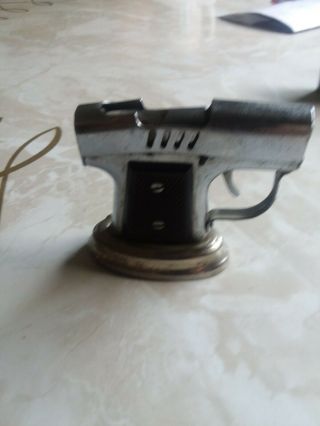 Vintage Chrome Plated Gun Shaped Lighter Made In Occupied Japan Continental 2.  75
