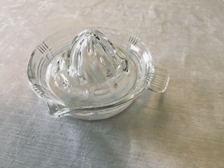 Vintage Art Deco Clear Heavy Glass Juicer Reamer With Handle And Pour Spout.