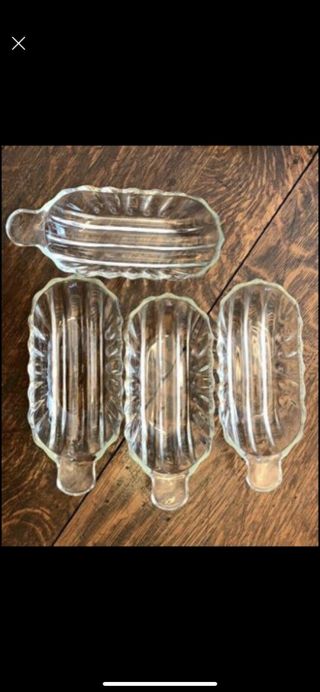 Vintage Glass Ice Cream Parlor Banana Split Boats Sundae Dishes Bowls Set Of 4