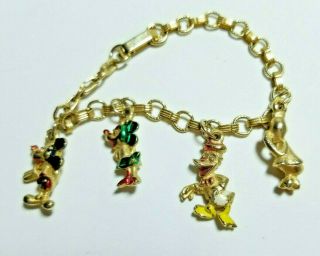 Vintage Walt Disney Productions Charm Bracelet Micky,  Minnie,  Donald,  Daisy 6 1/2 "