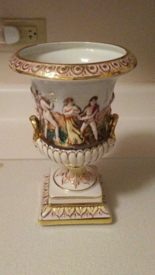 Keramos R Capodimonte Vintage Porcelain Urn Vase Italy
